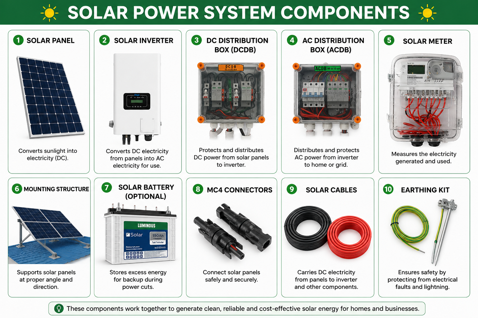 Solar Power System Components Infographic